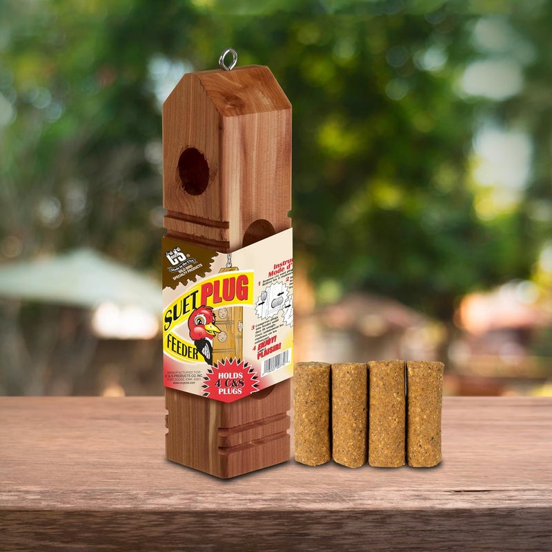 CS Wild Bird Food Suet Plug Wood Feeder - Image 5